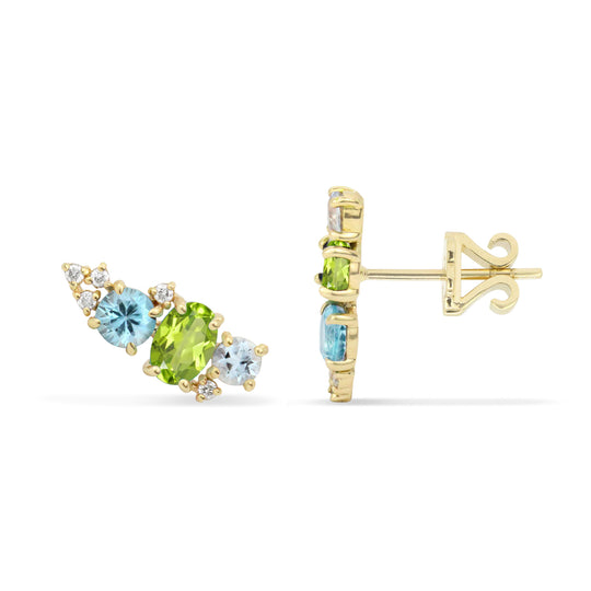 Gemstone & Diamond 14K Mini Ear Climber, Right