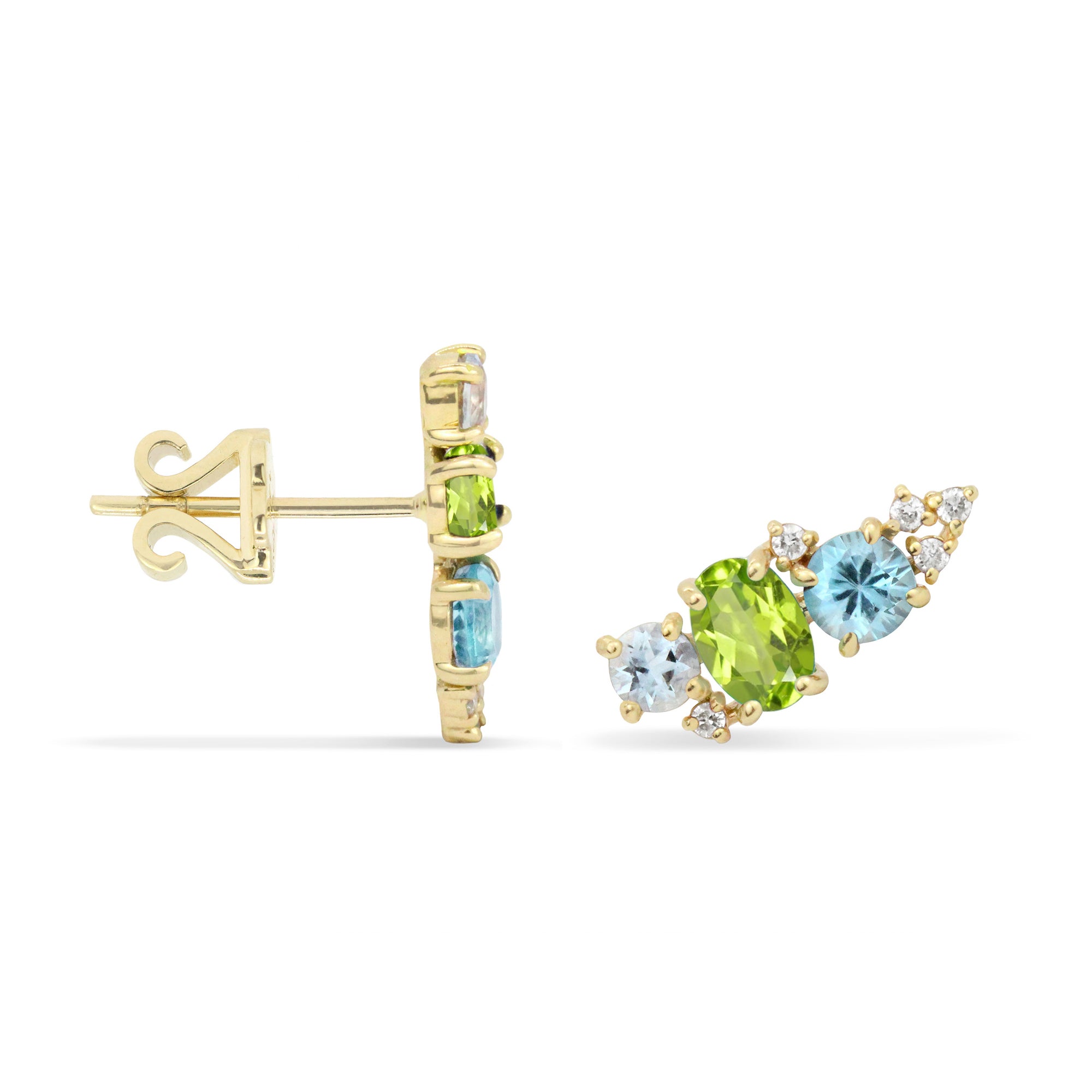 Gemstone & Diamond 14K Mini Ear Climber, Left
