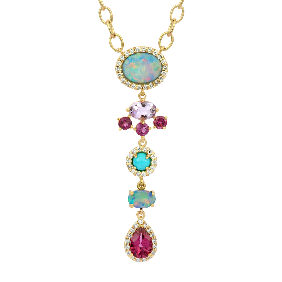 Riviera 14K Opal &amp; Gemstone Necklace