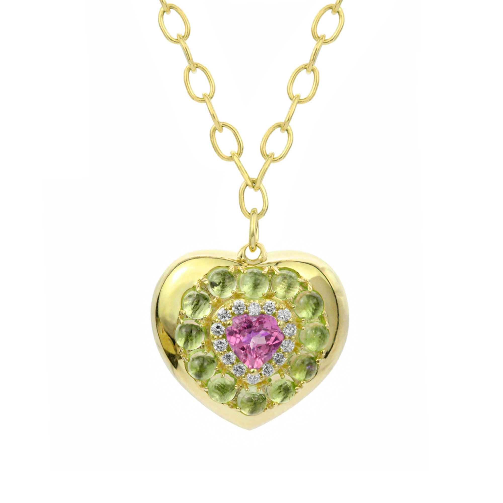 Gemstone and Diamond Heart Pendants Gemstone and Diamond Heart Pendants