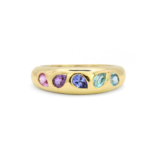 Mosaic 18K Gemstone Gypsy Ring