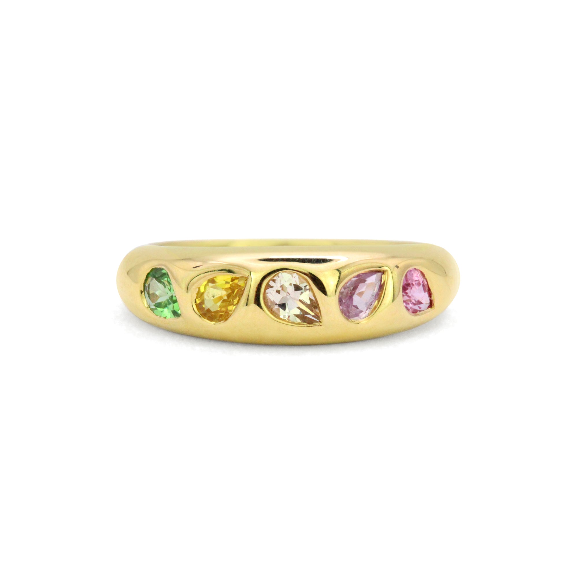 Ombre Gemstone Gypsy Ring in 18K Gold
