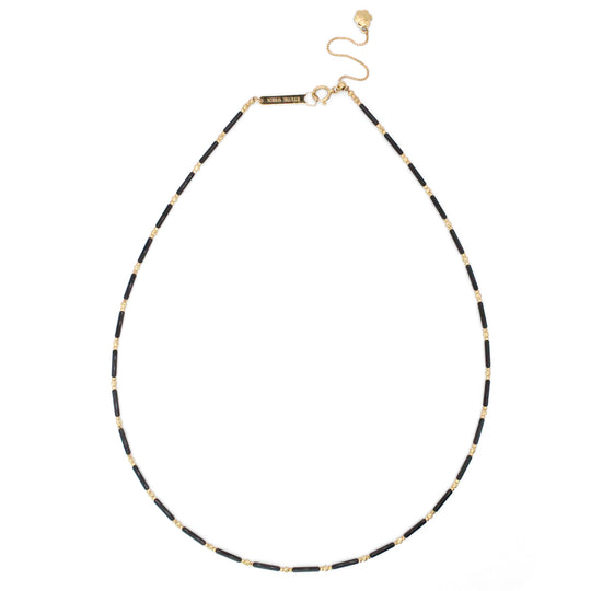 Handmade 18K Etched Round Bead Ceramic Necklace