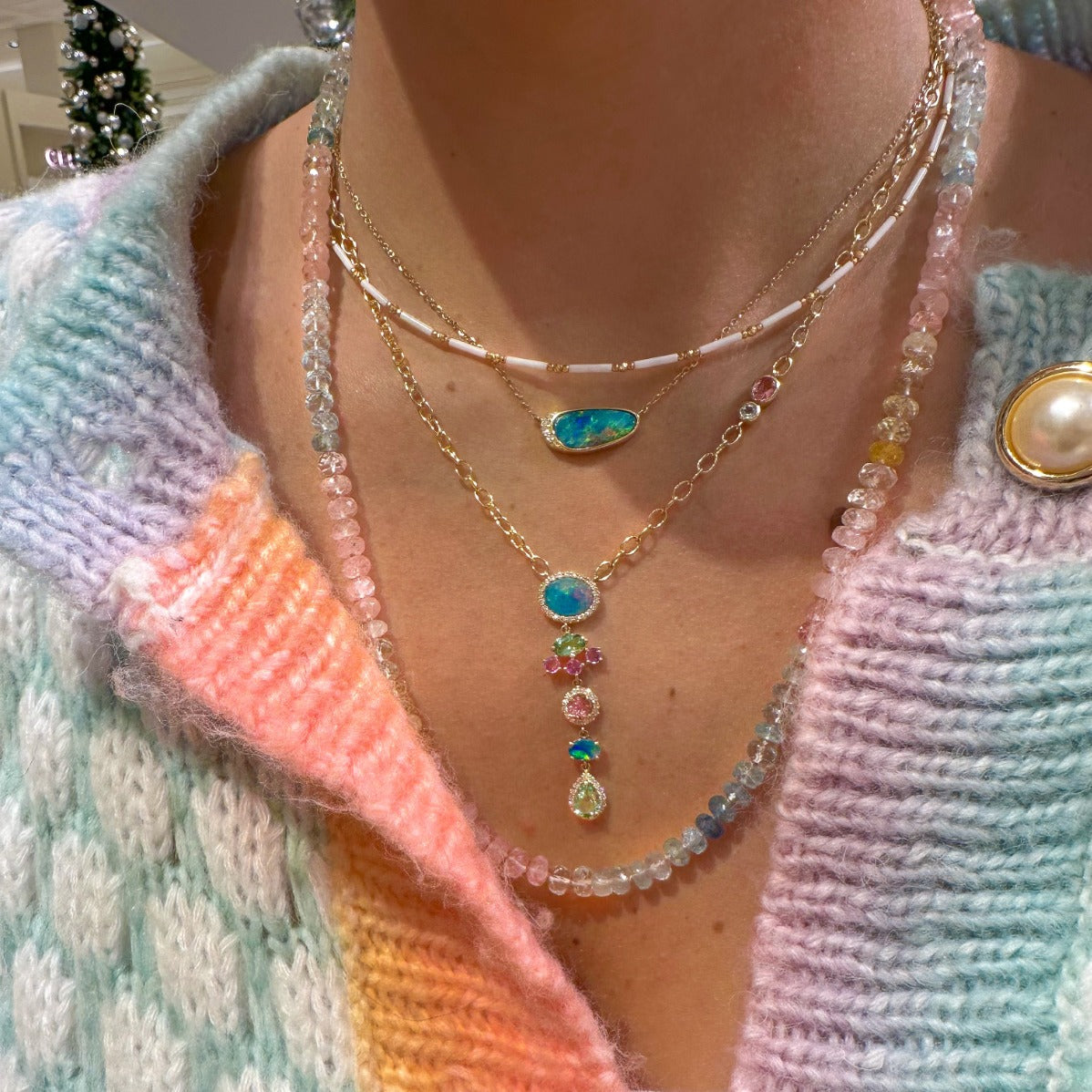 Handmade 18K Tube Beading Ceramic Chain