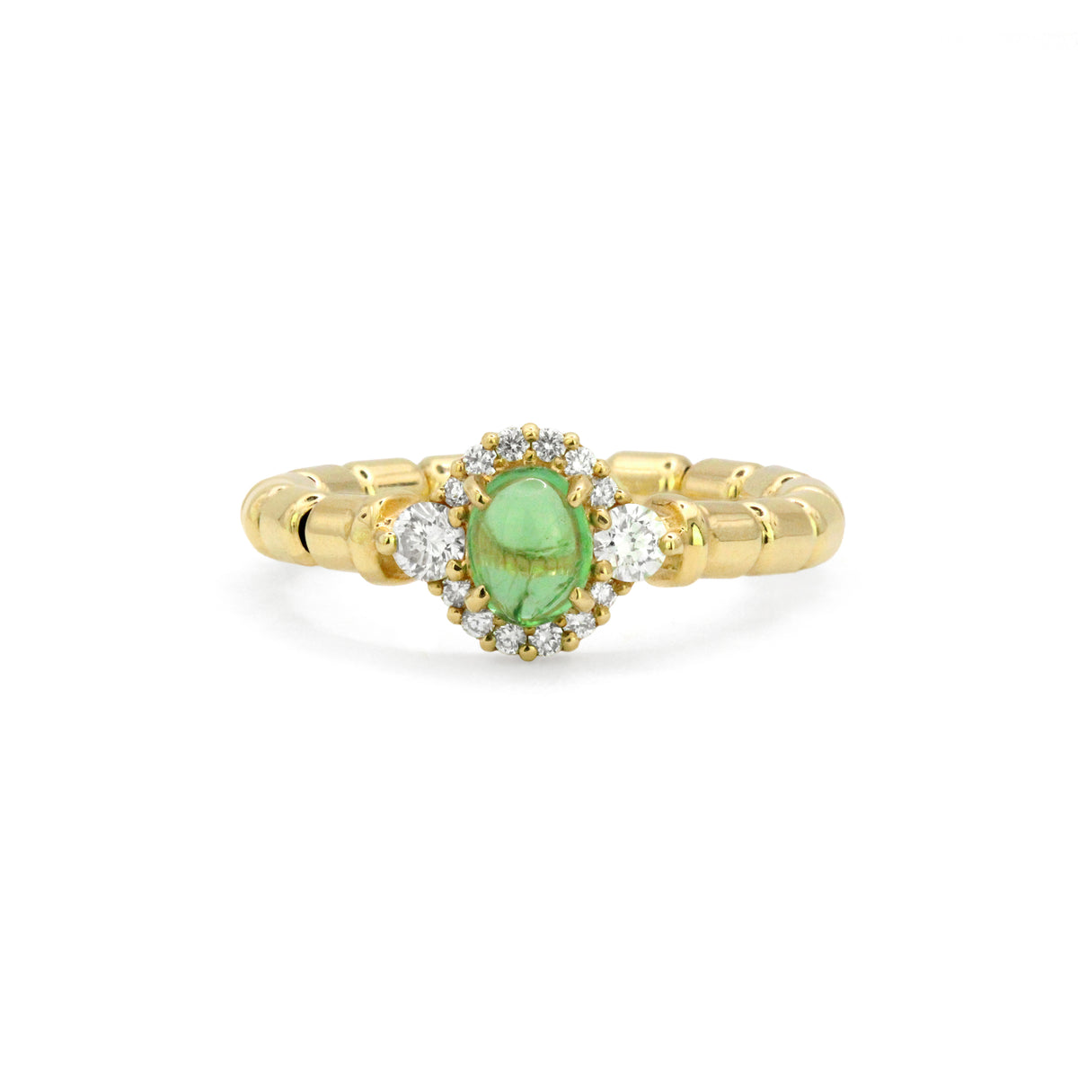 Cabochon &amp; Diamond 18K Stretch Ring