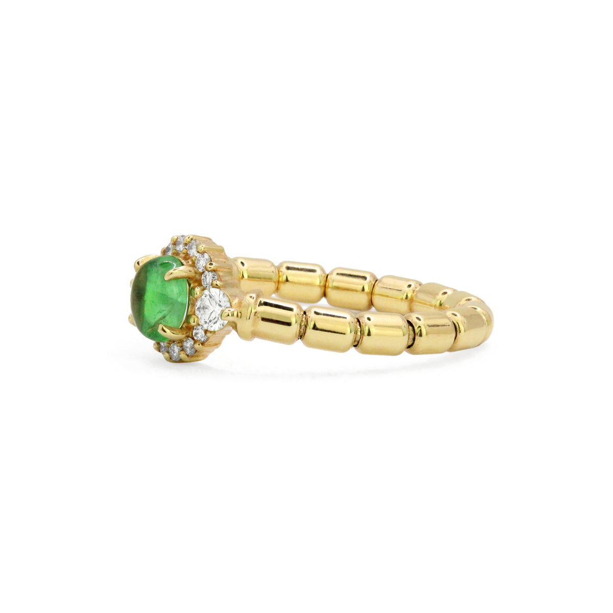 Cabochon &amp; Diamond 18K Stretch Ring