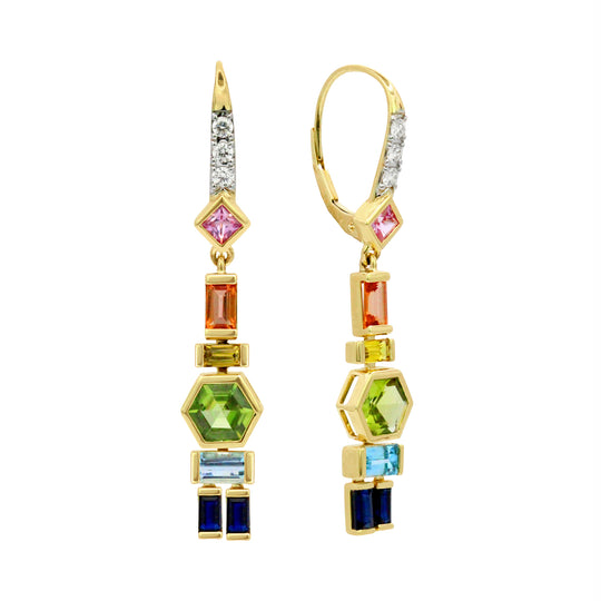 The Wanderlust 18K Princess & Honeycomb Gemstone Dangles