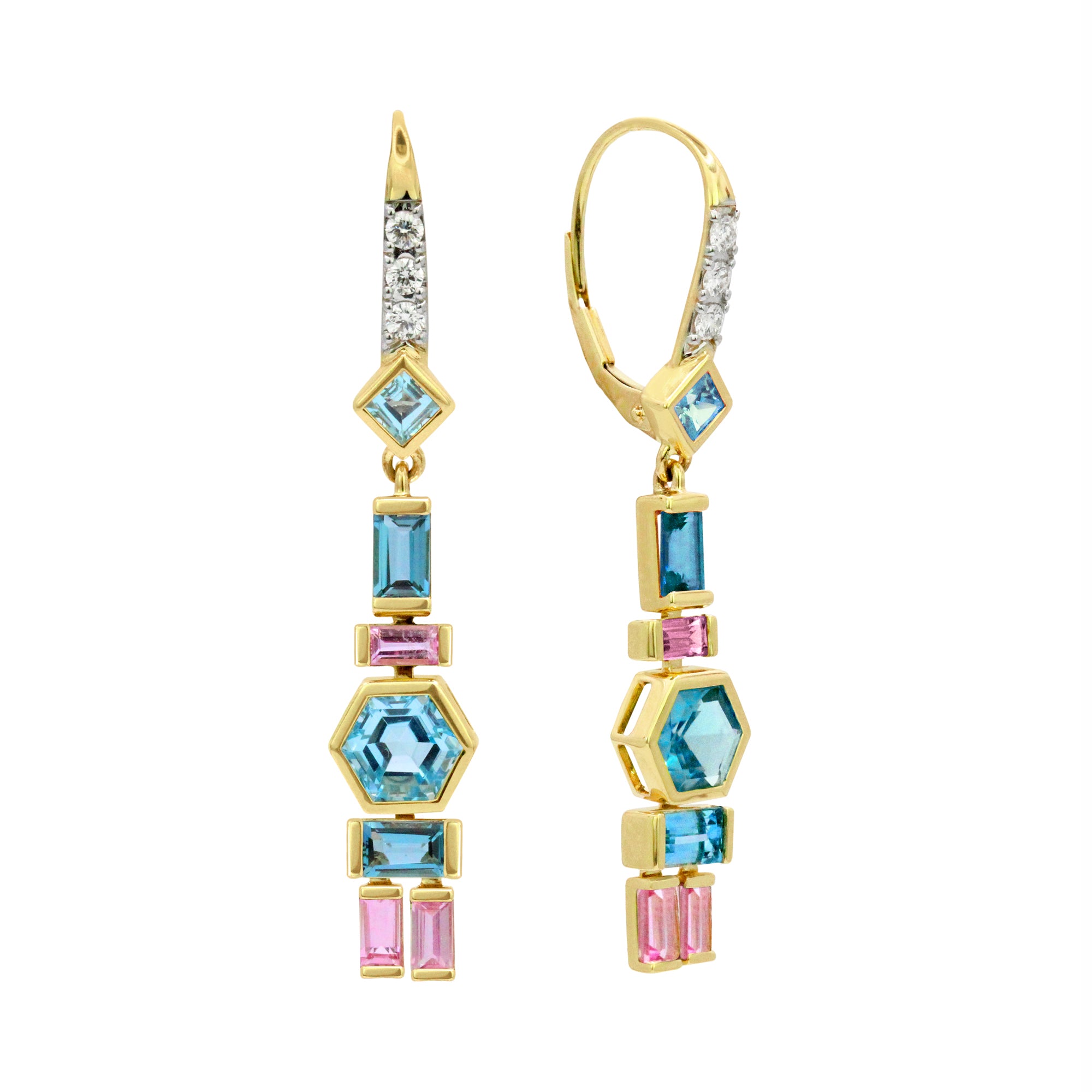 The Wanderlust 18K Princess & Honeycomb Gemstone Dangles