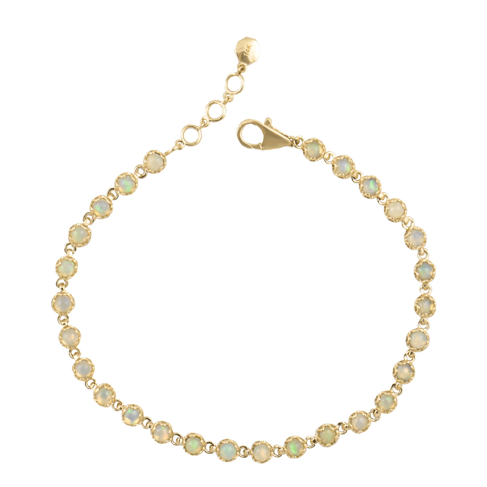 Pulsera de piedras preciosas de 14 quilates con engaste de bisel