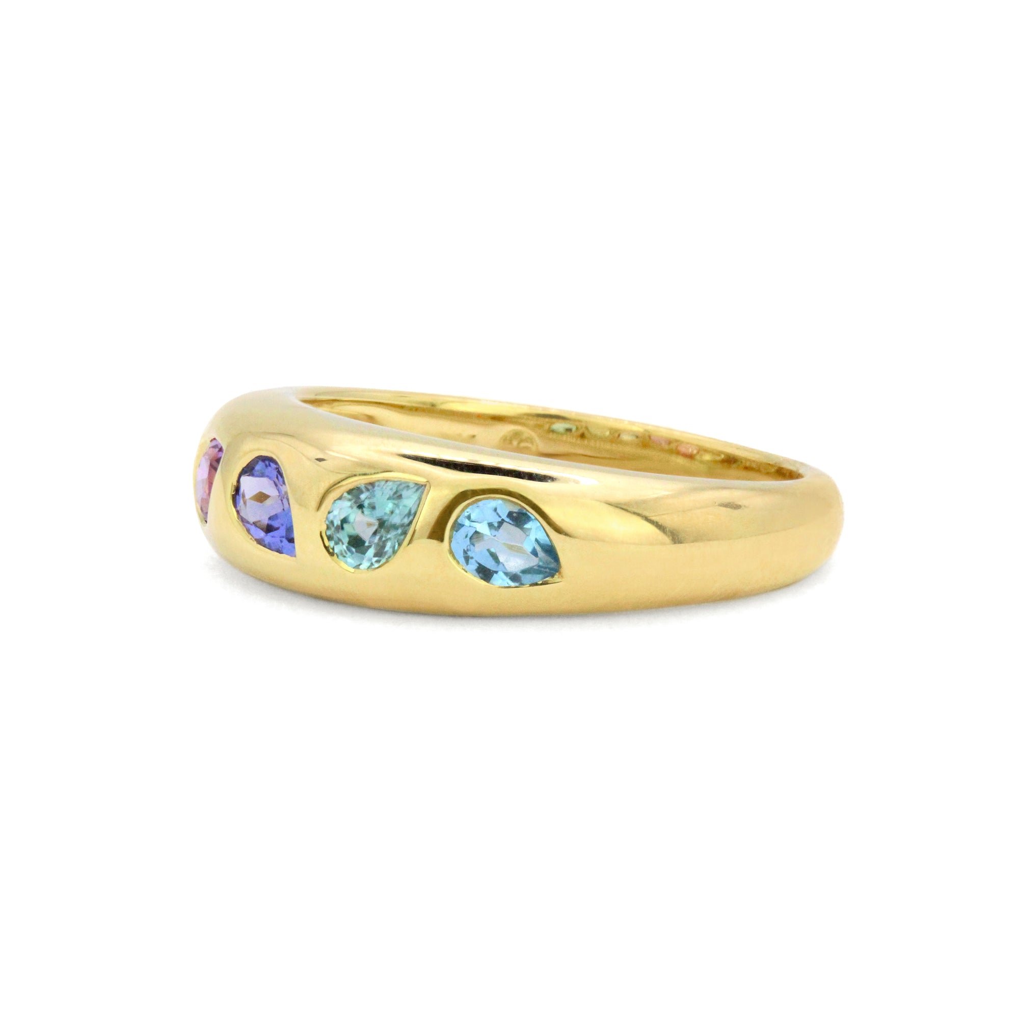 Ombre Gemstone Gypsy Ring in 18K Gold