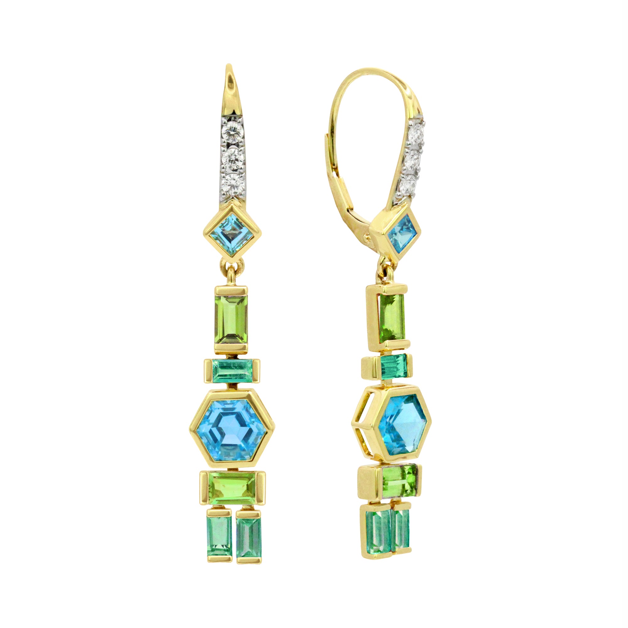 The Wanderlust 18K Princess & Honeycomb Gemstone Dangles