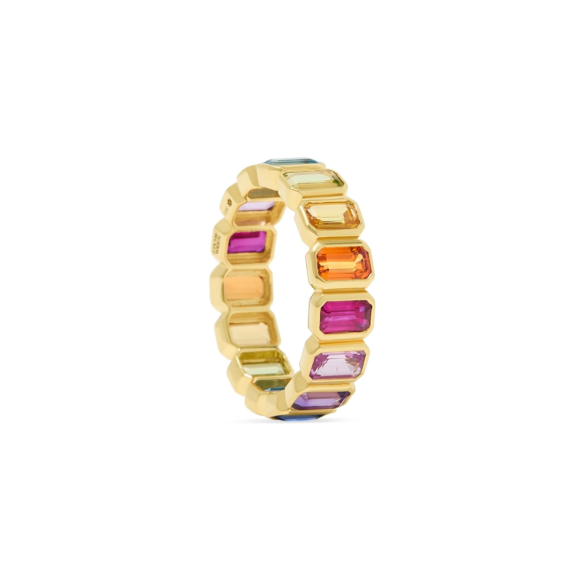 Gold Bezel Eternity Band with Sapphires