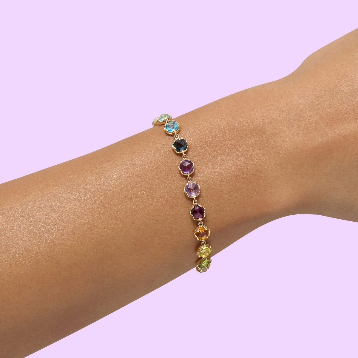 Gemstone 18K Rose Cut Mama Bear Bracelet