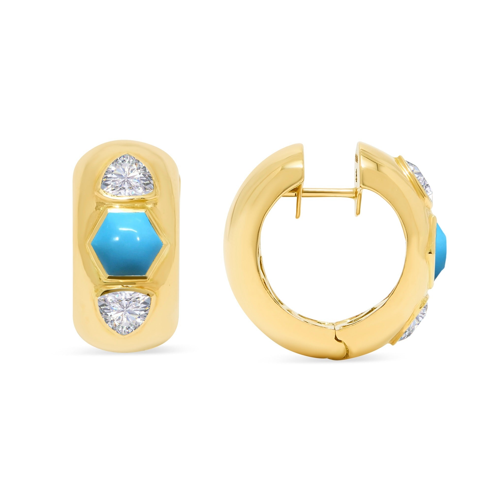 【All Blues】Gold Hoop Earrings Almost earrings medium
