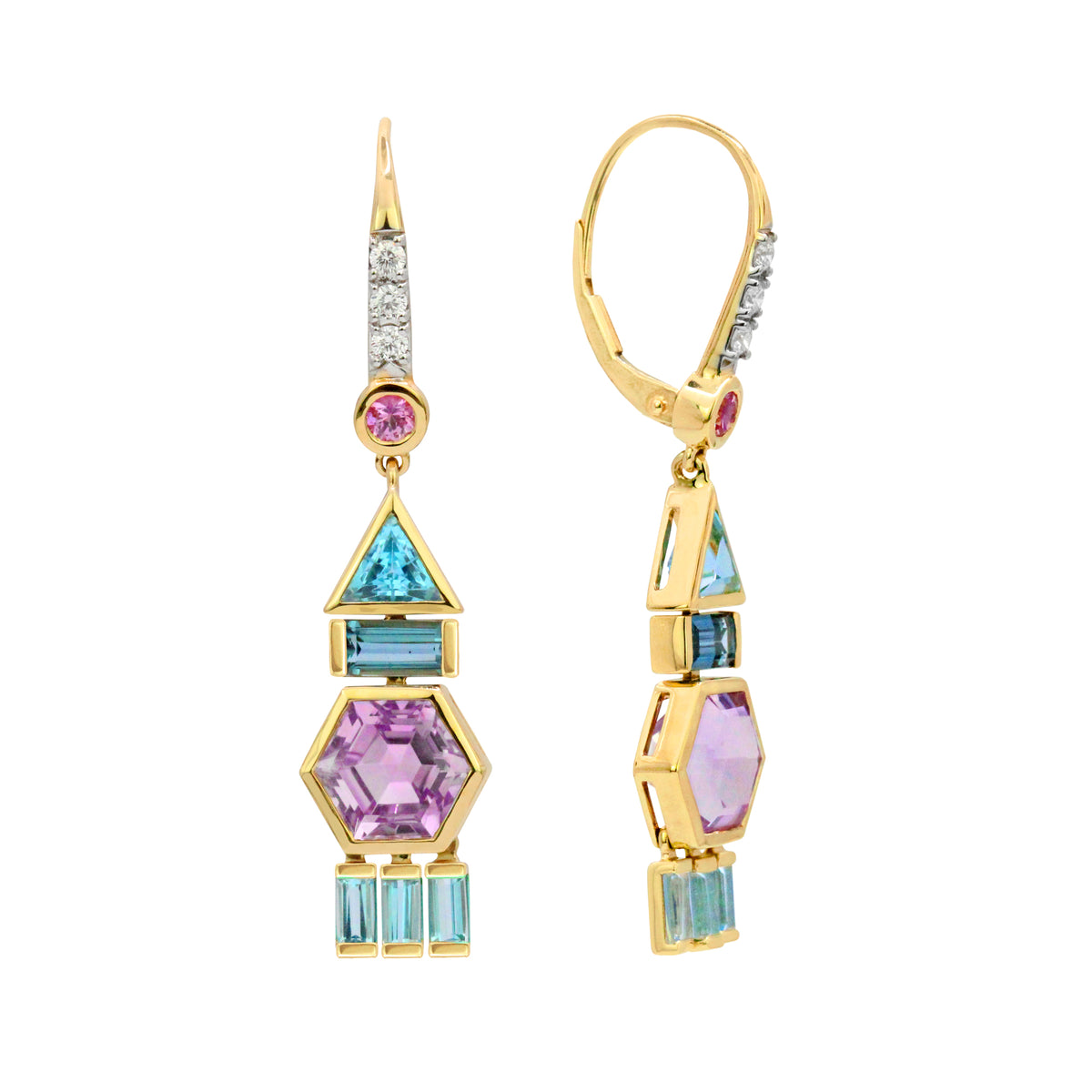 Pendientes colgantes con piedras preciosas en forma de panal de 18 quilates de The Dreamer