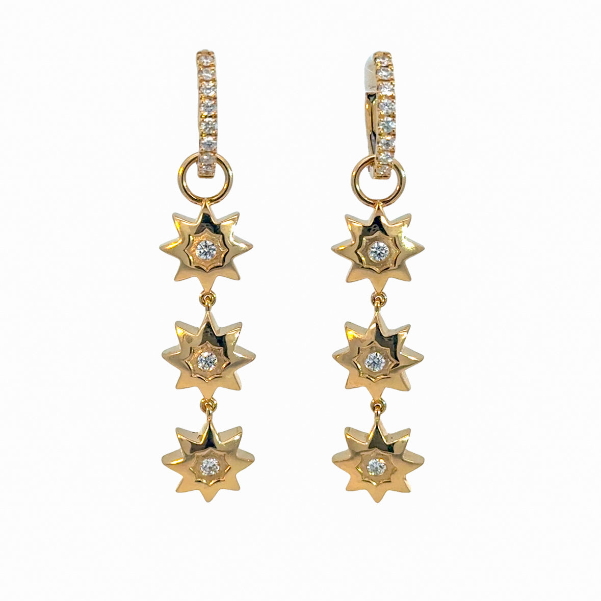 Sunburst 18K Diamond Dangle Earrings