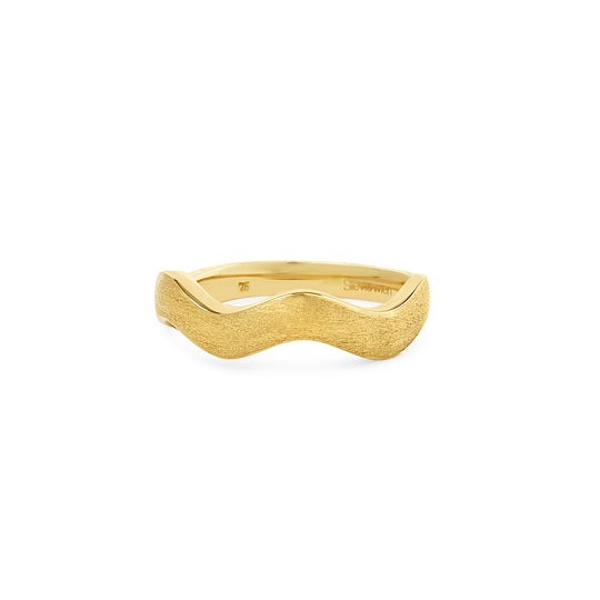 Brushed 18K Wavy Ring