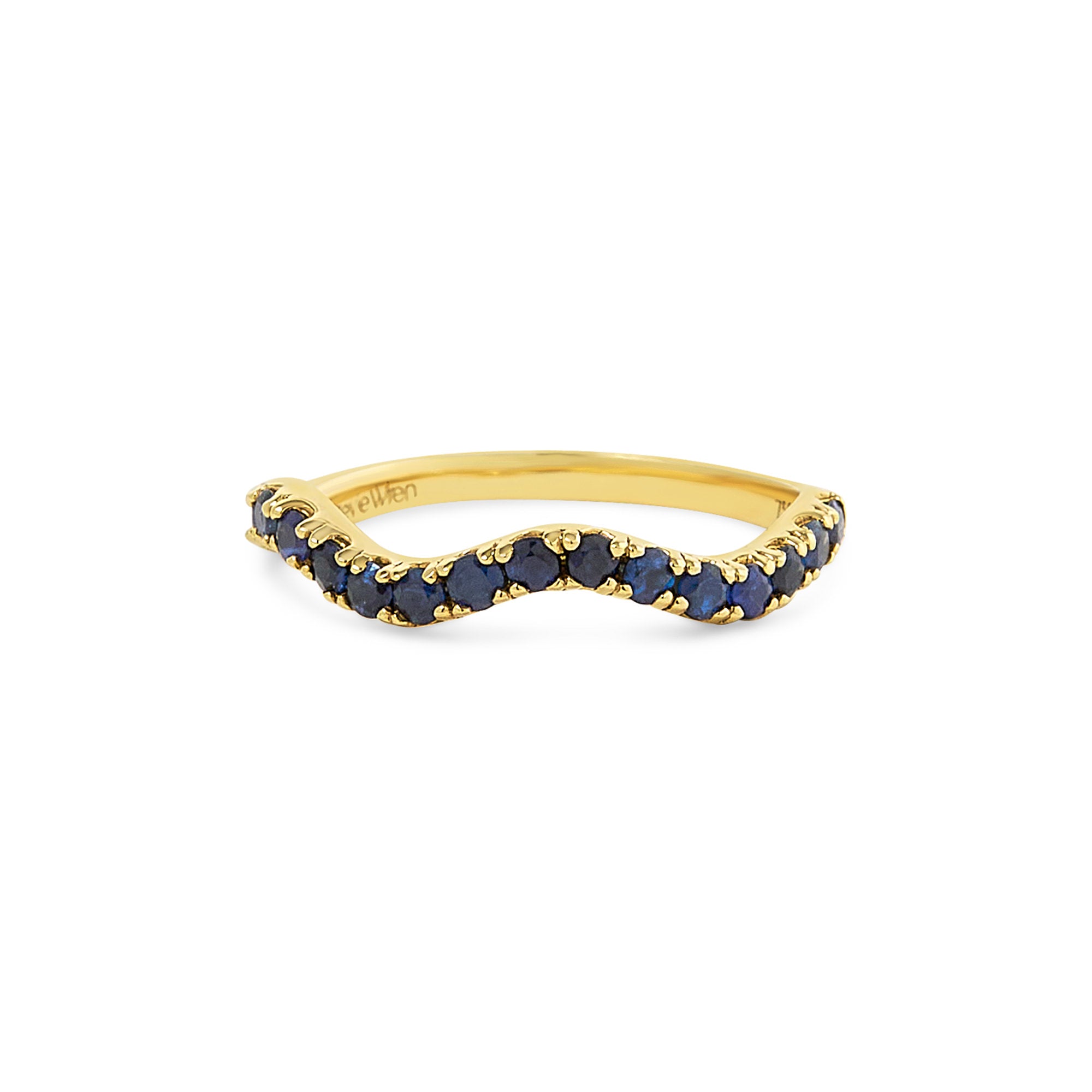 Close-up of Ripple Design Gemstone Ring in 18K Gold