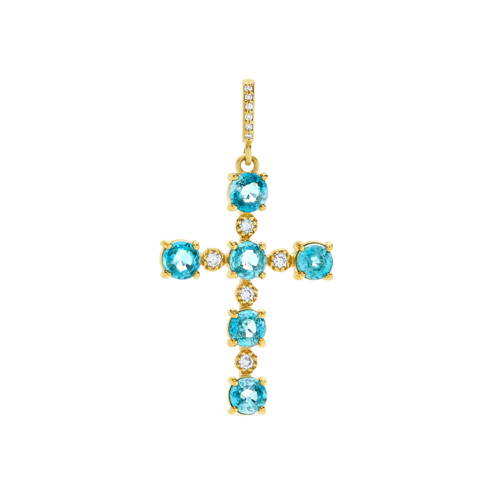 Gemstone 18K Cross Pendant