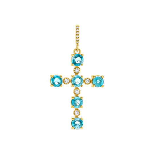Gemstone 18K Cross Pendant