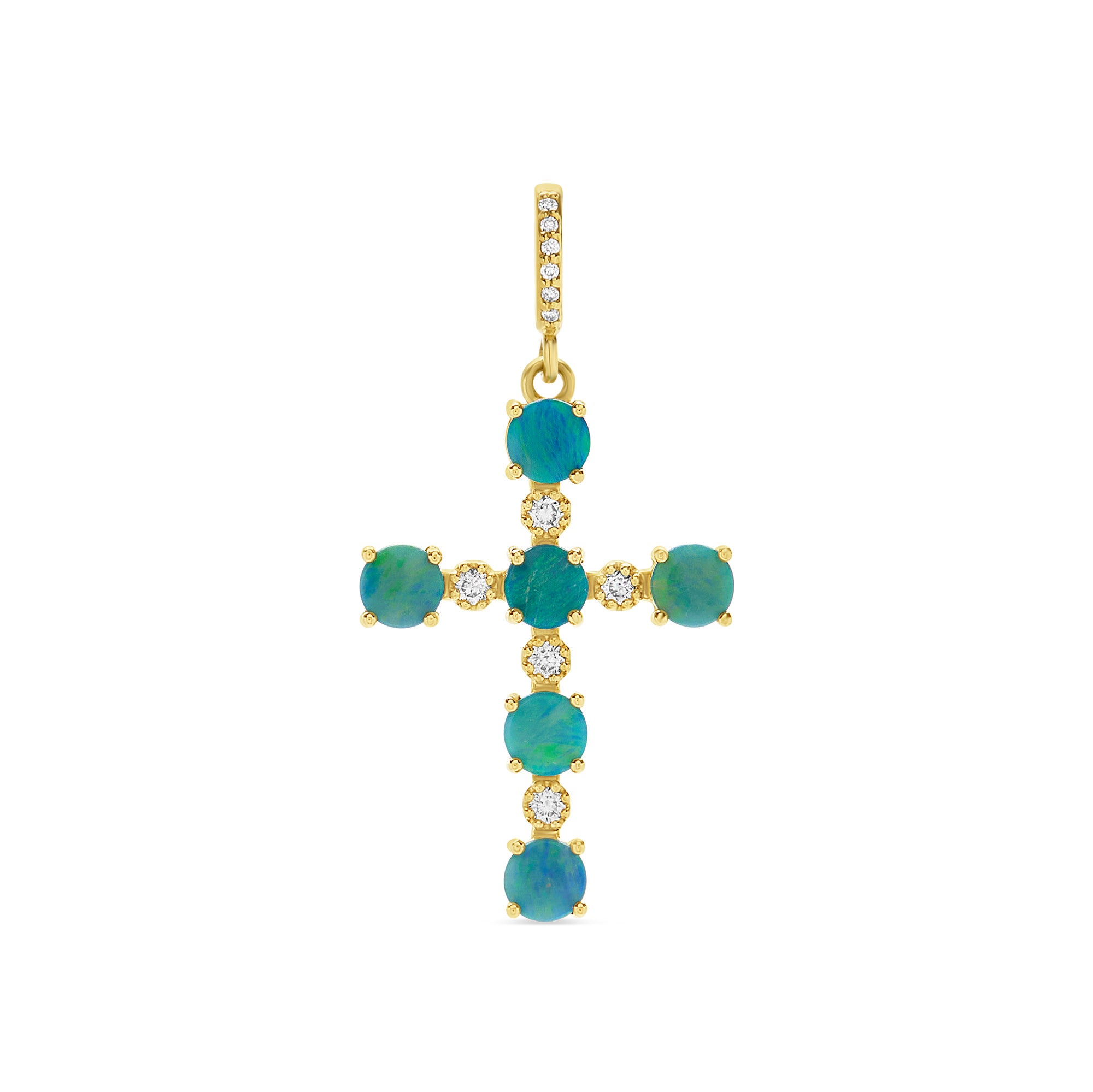 Gemstone 18K Cross Pendant