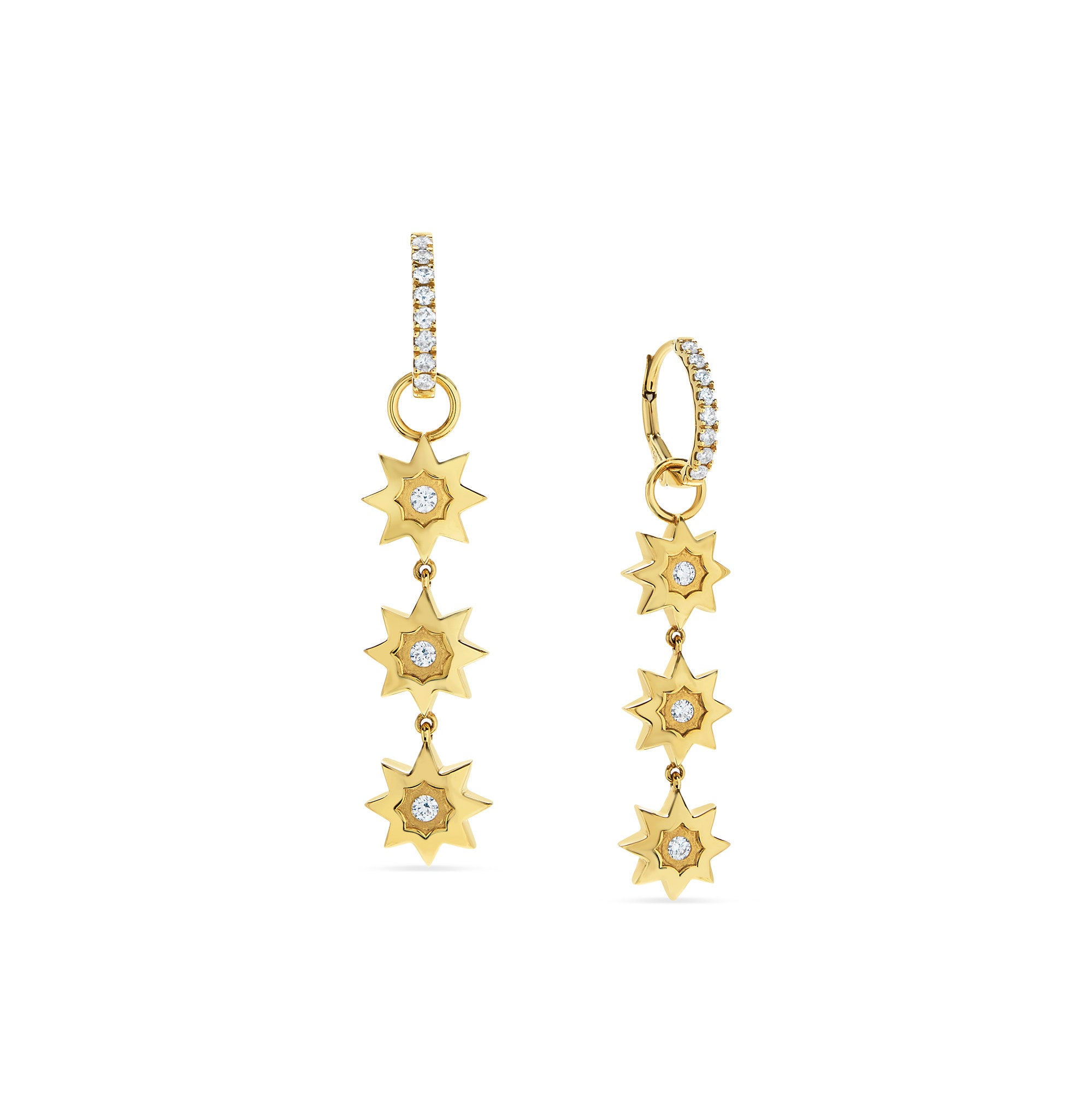 Sunburst 18K Diamond Dangle Earrings