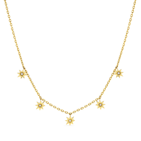 Diamond 18K Cinq Sunburst Necklace