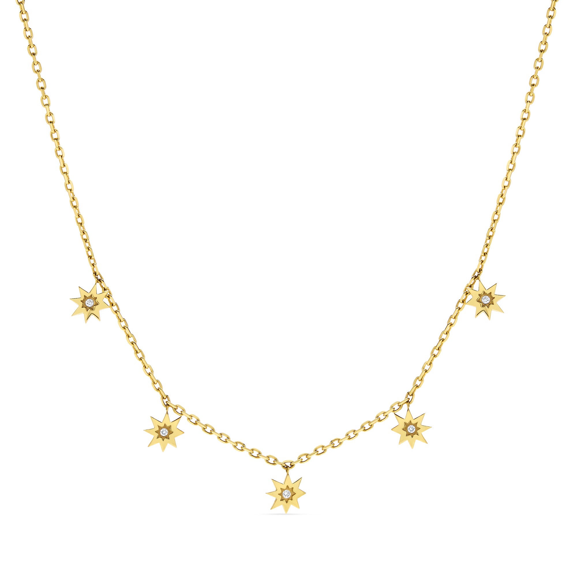 Diamond 18K Cinq Sunburst Necklace