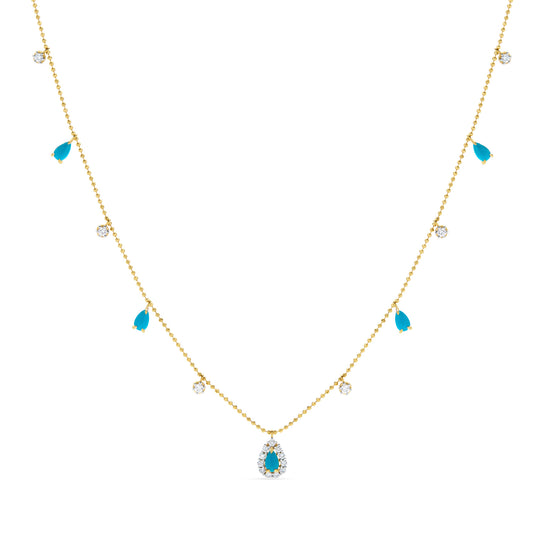 Gemstone 18K Teardrop Charm Necklace