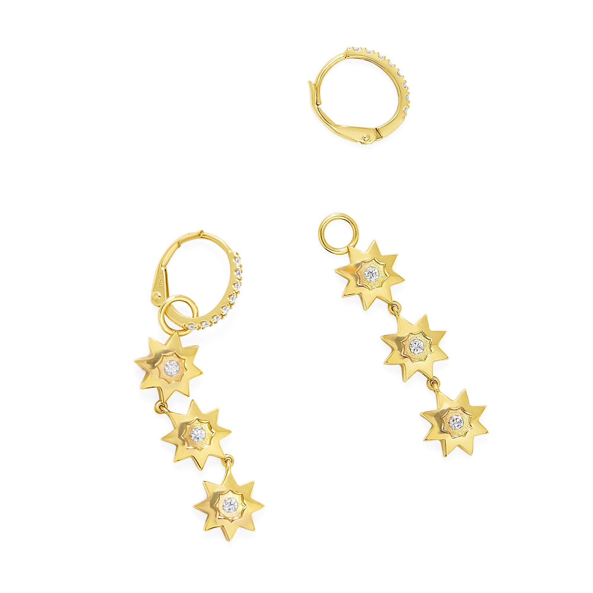 Sunburst 18K Diamond Dangle Earrings