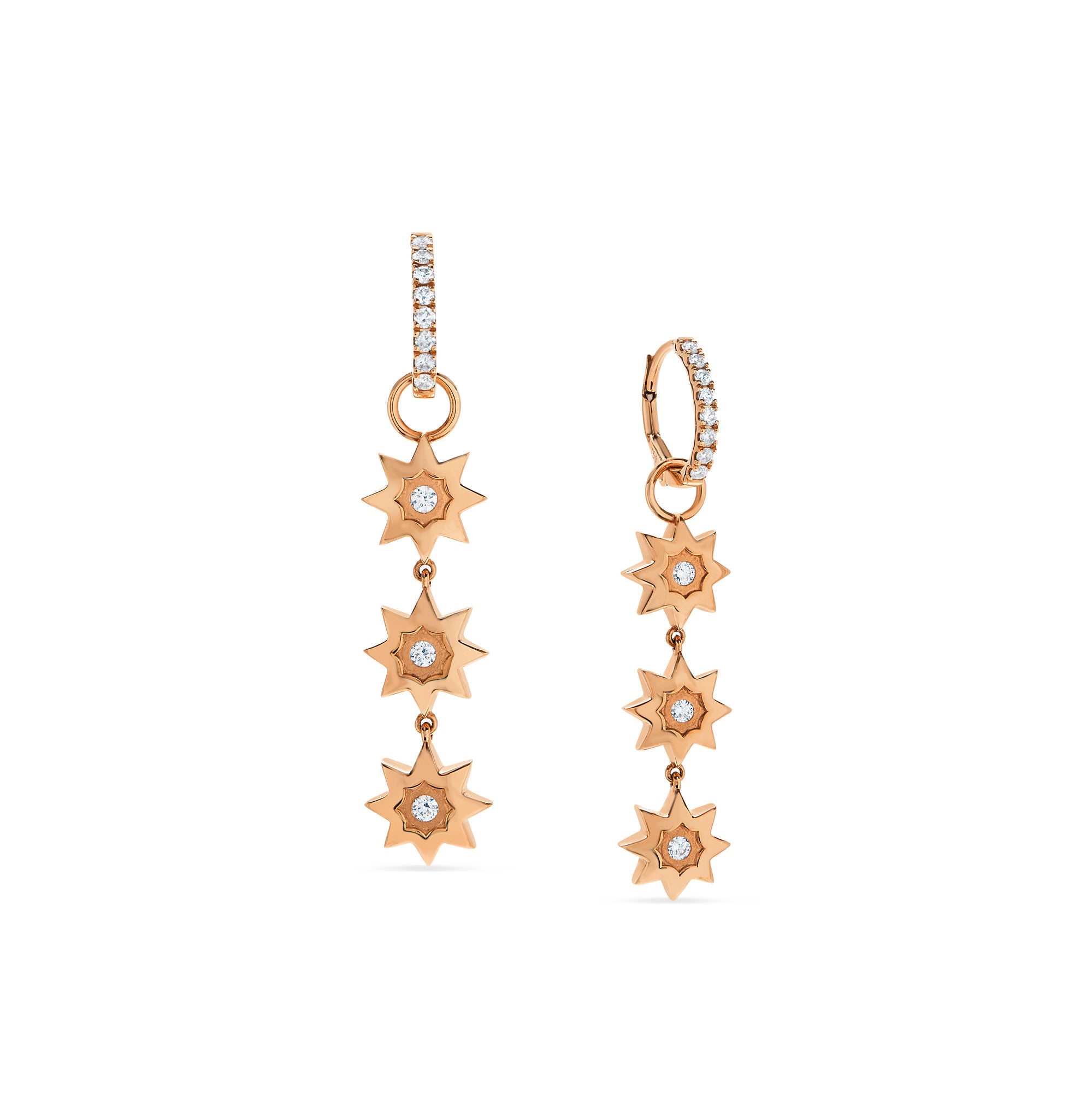Sunburst 18K Diamond Dangle Earrings