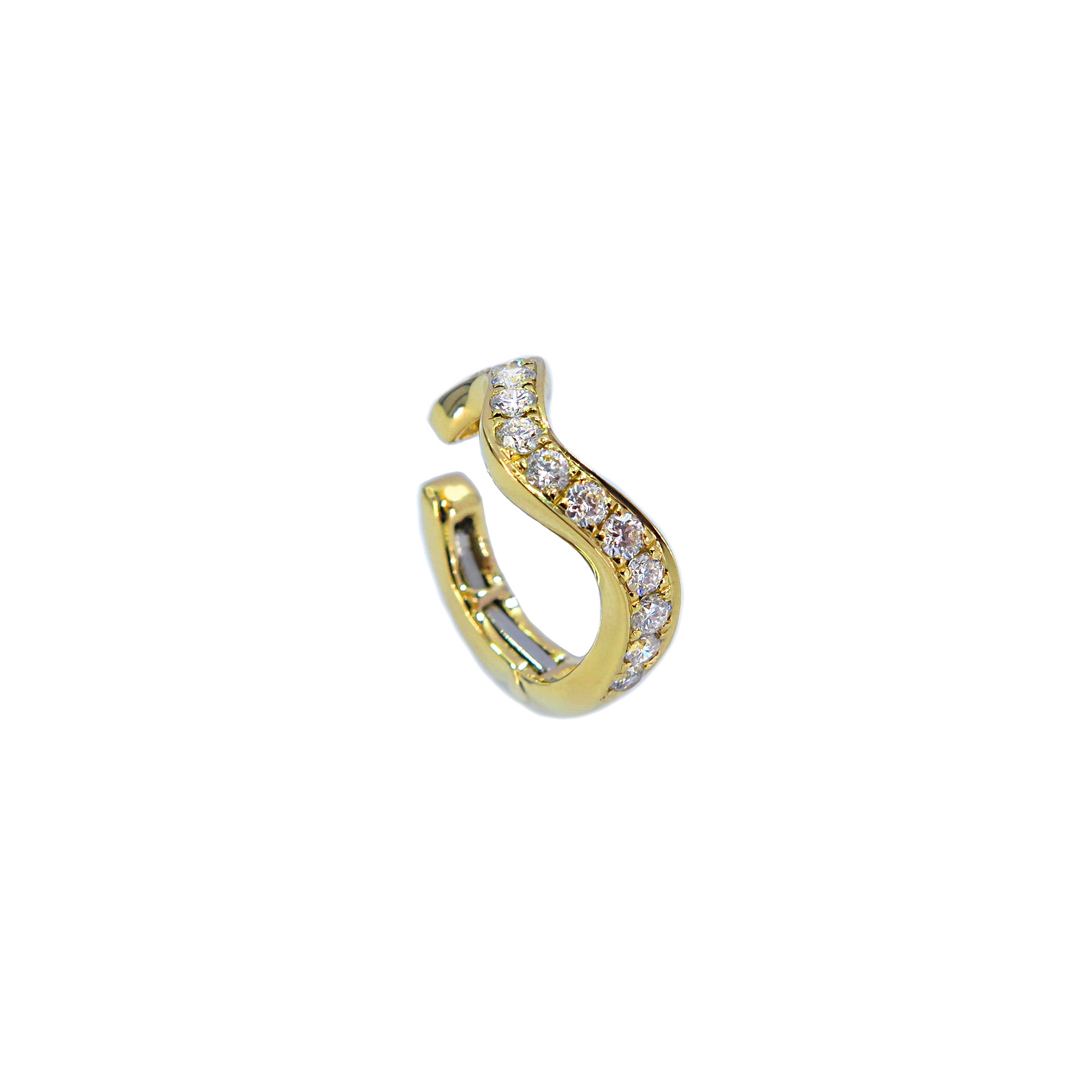 Gemstone 18K Ripple Ear Cuff