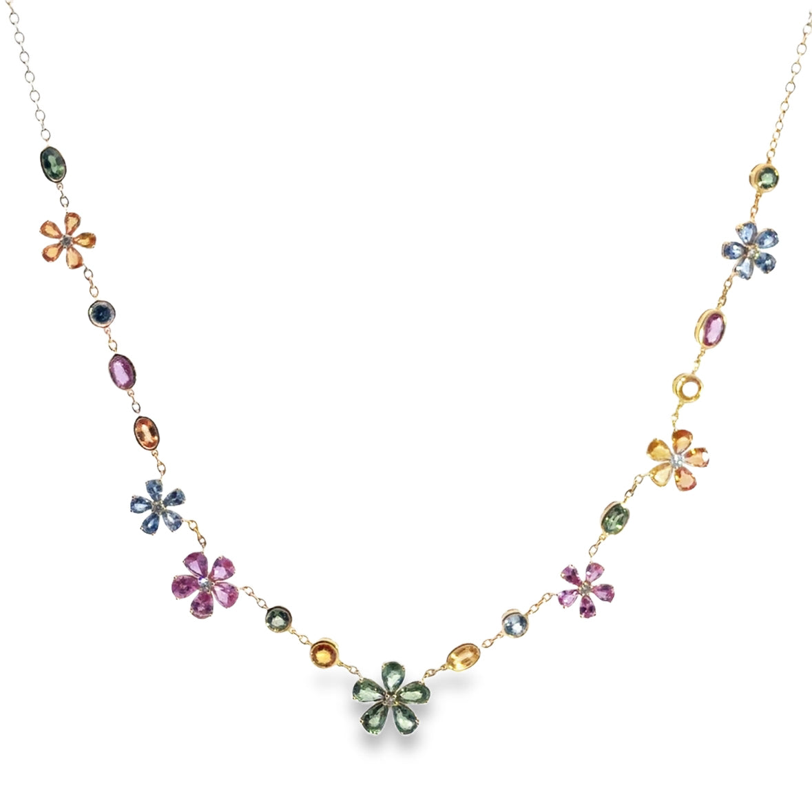 Sapphire 18K Floral Vine Necklace