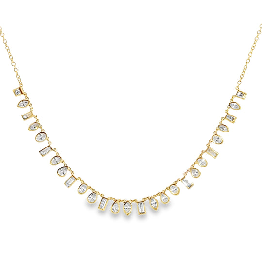 Multi Shape Diamond 18K Dangle Necklace