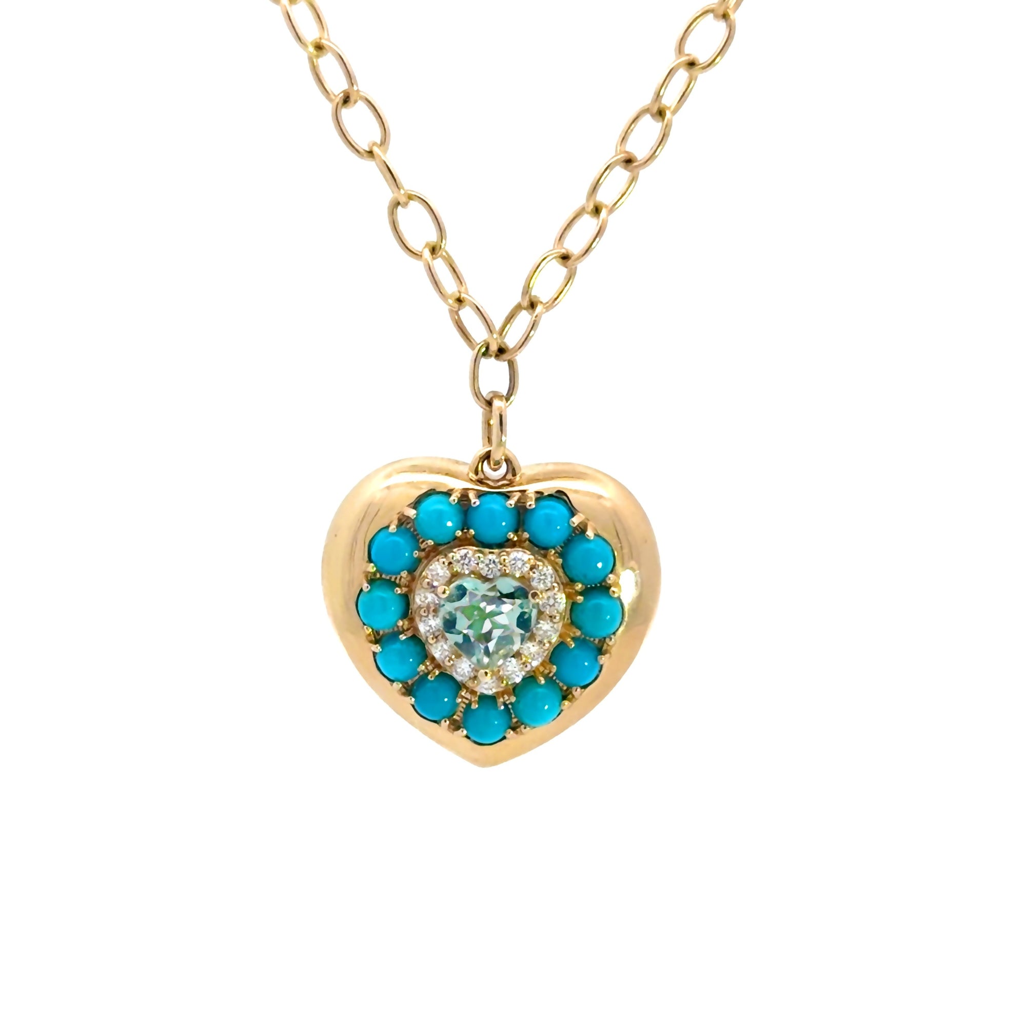 The Lover 14K Gemstone & Diamond Heart Necklace