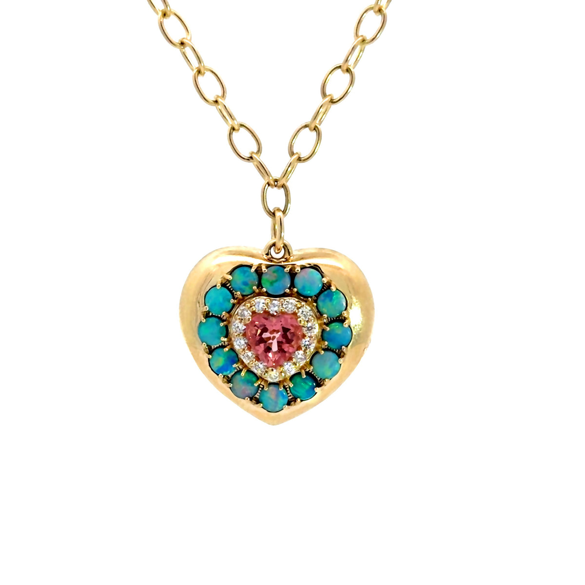 The Lover 14K Gemstone &amp; Diamond Heart Necklace