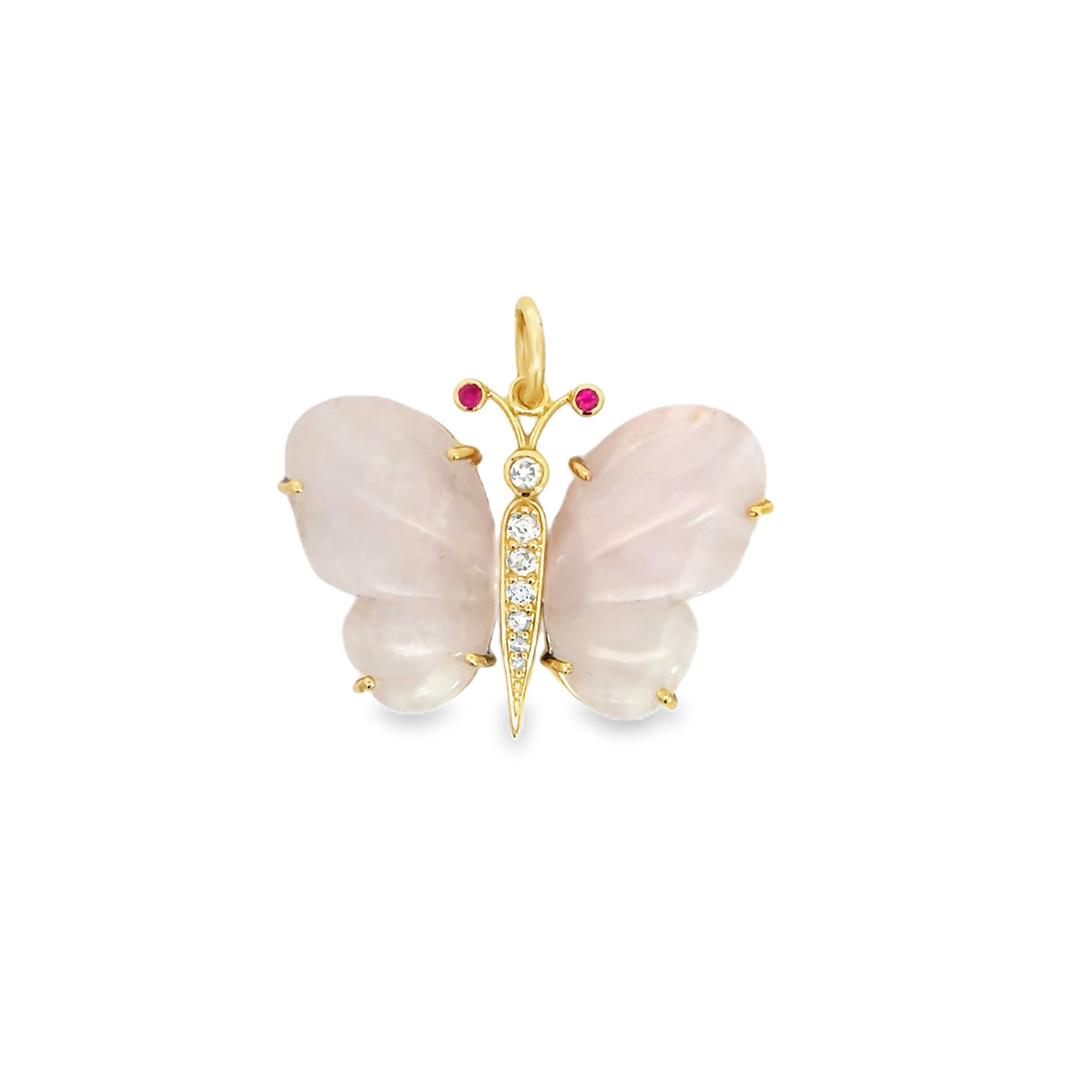 Rose Quartz 14K Butterfly Pendant