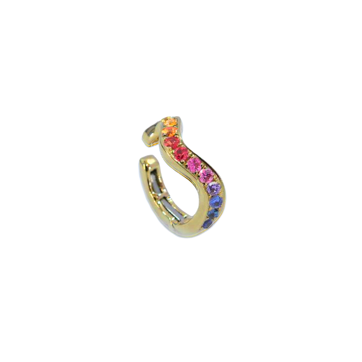 Gemstone 18K Ripple Ear Cuff