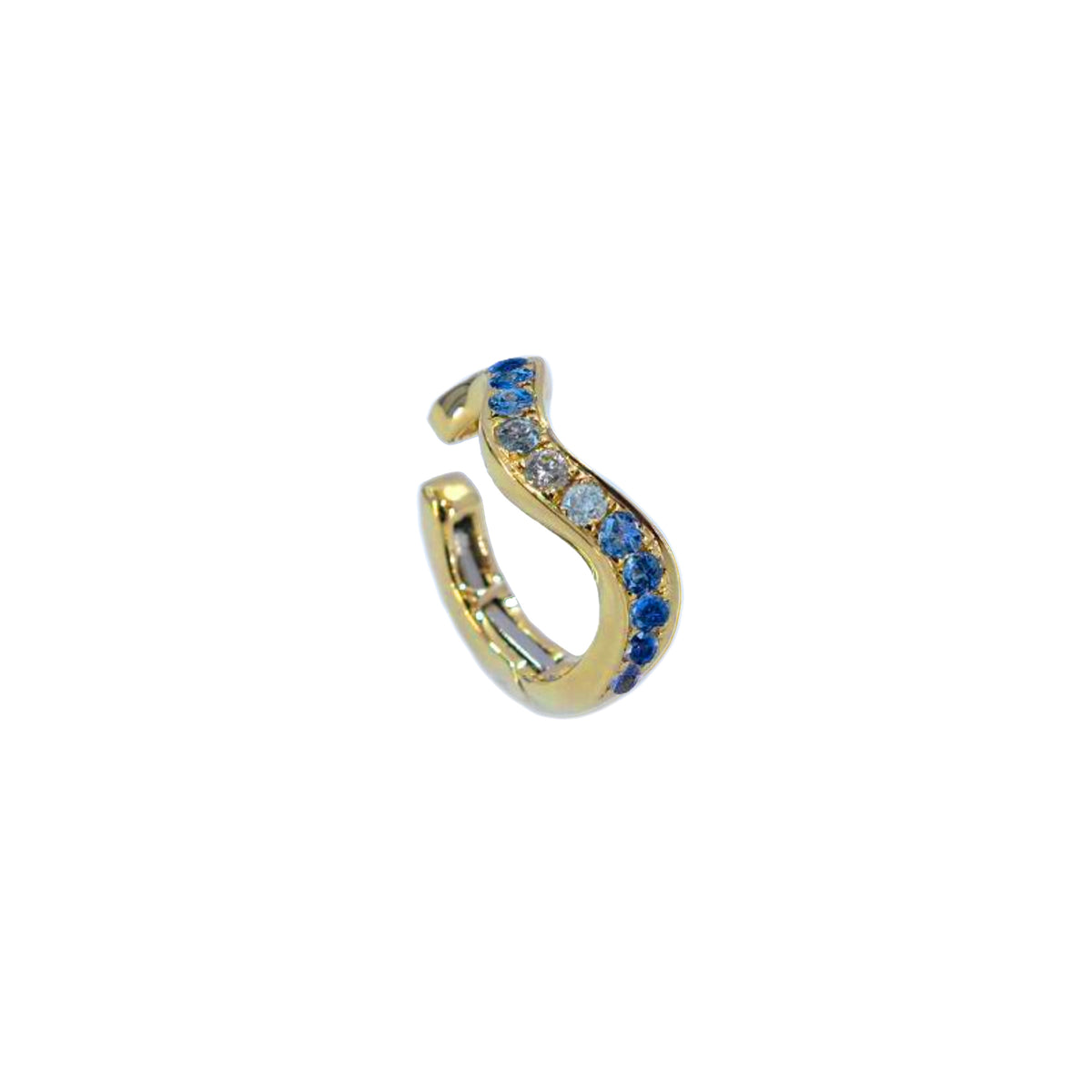Gemstone 18K Ripple Ear Cuff