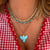 Turquoise & Diamond 14K Half Tennis Necklace