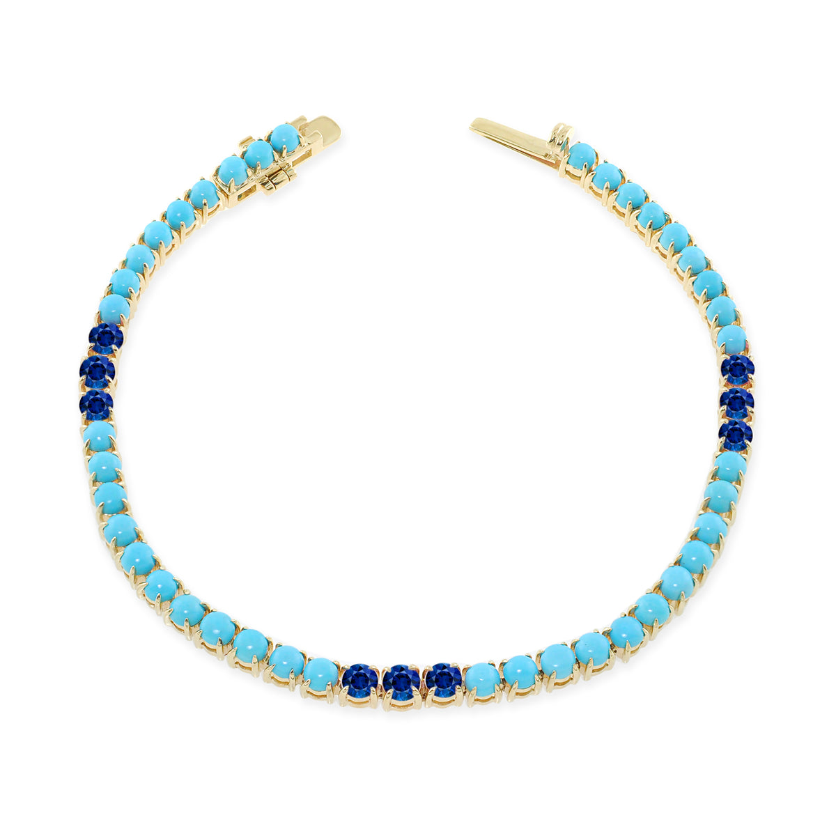 &quot;Ella es todo eso&quot; Pulsera de tenis de turquesa de 14 quilates
