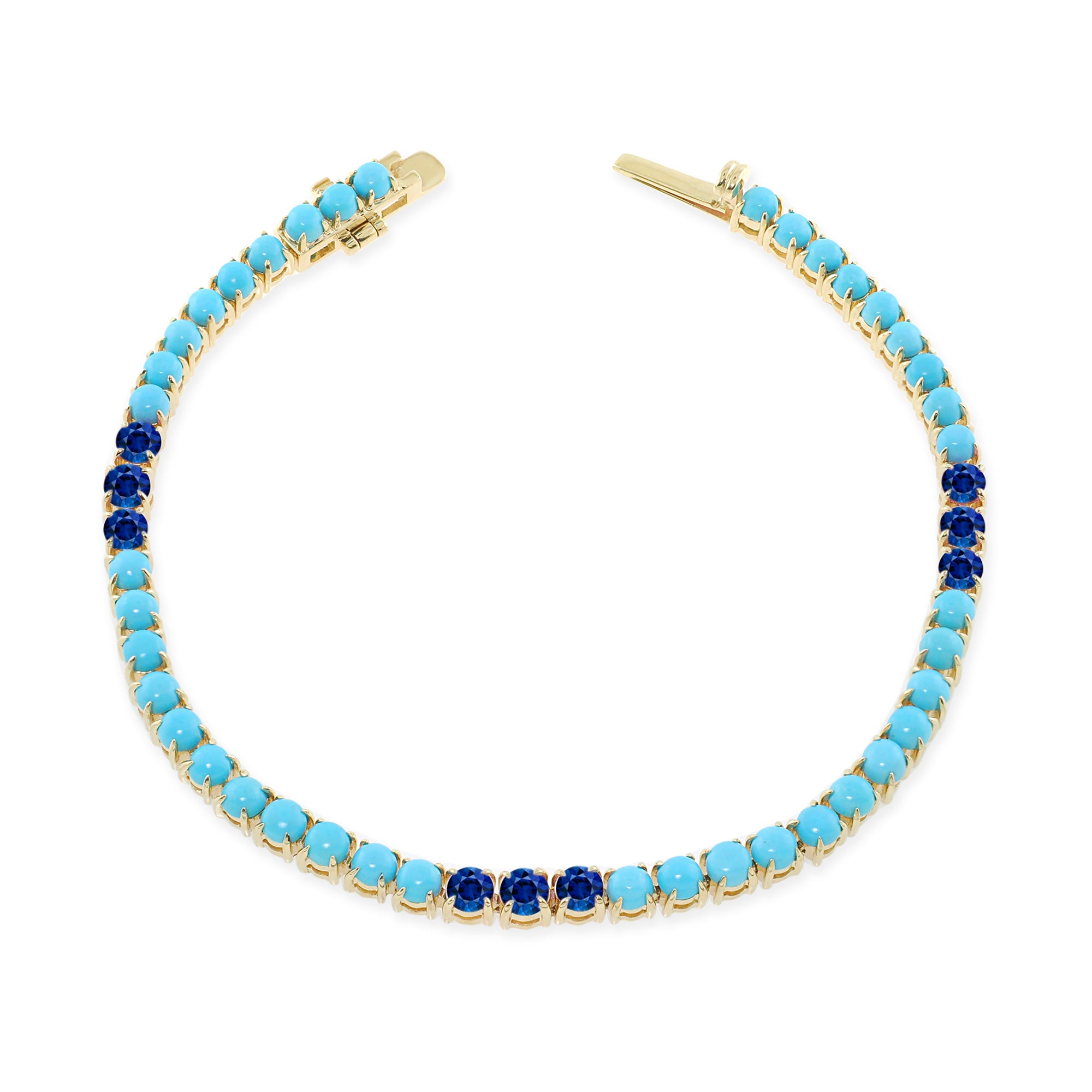 "Ella es todo eso" Pulsera de tenis de turquesa de 14 quilates