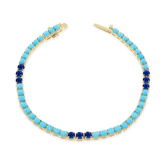 "She's All That" 14K Turquoise Tennis Bracelet