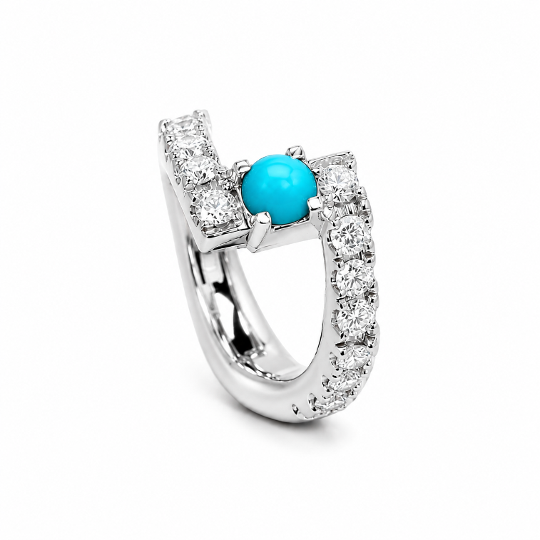 Gemstone 18K Bolt Ear Cuff