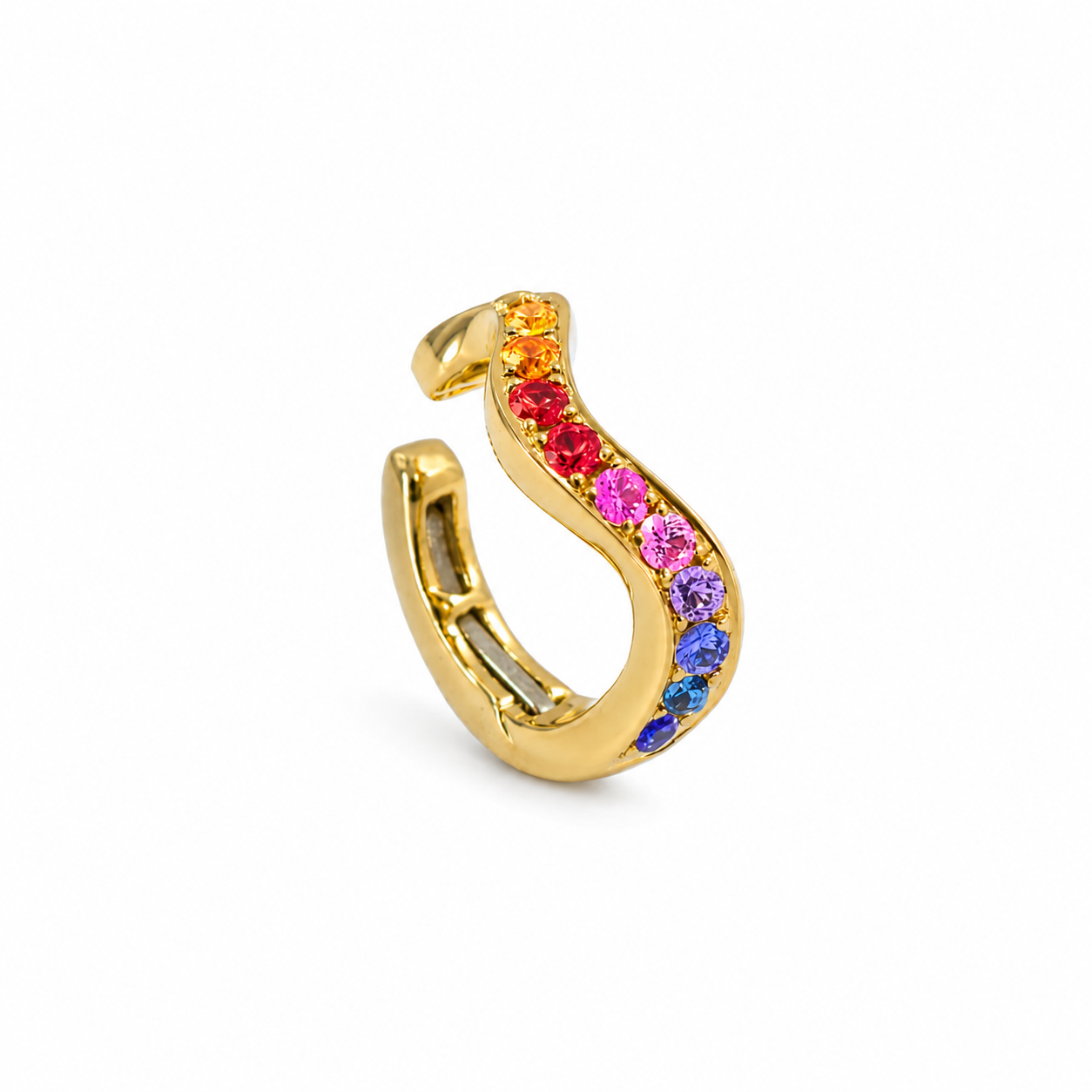 Gemstone 18K Ripple Ear Cuff