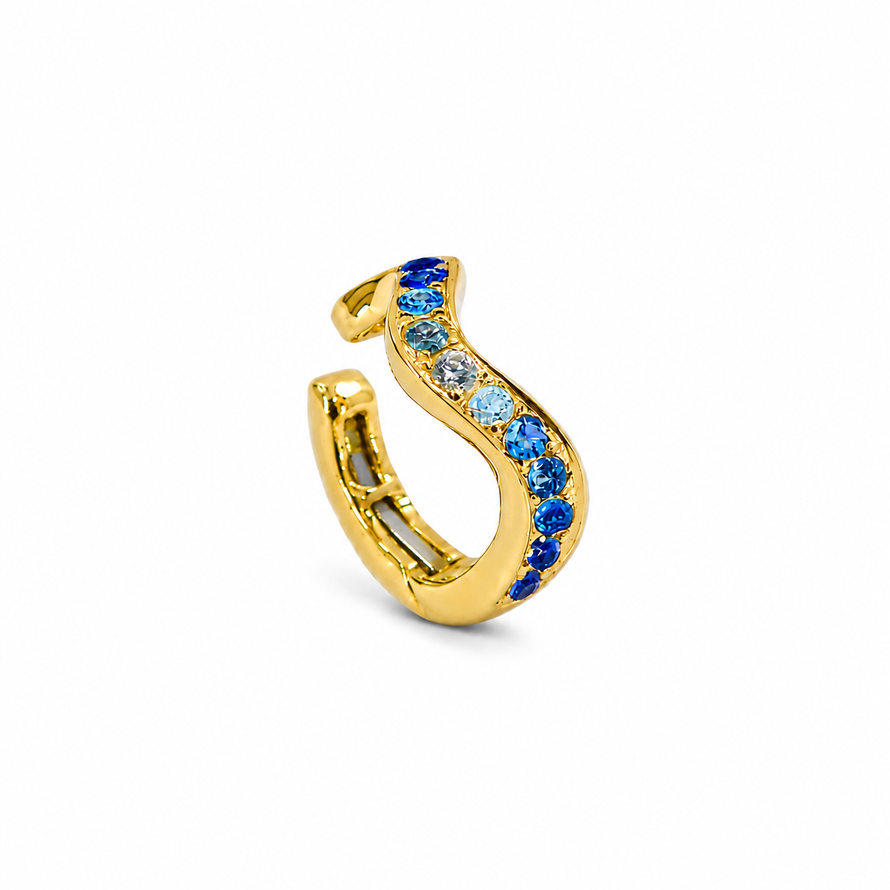 Gemstone 18K Ripple Ear Cuff
