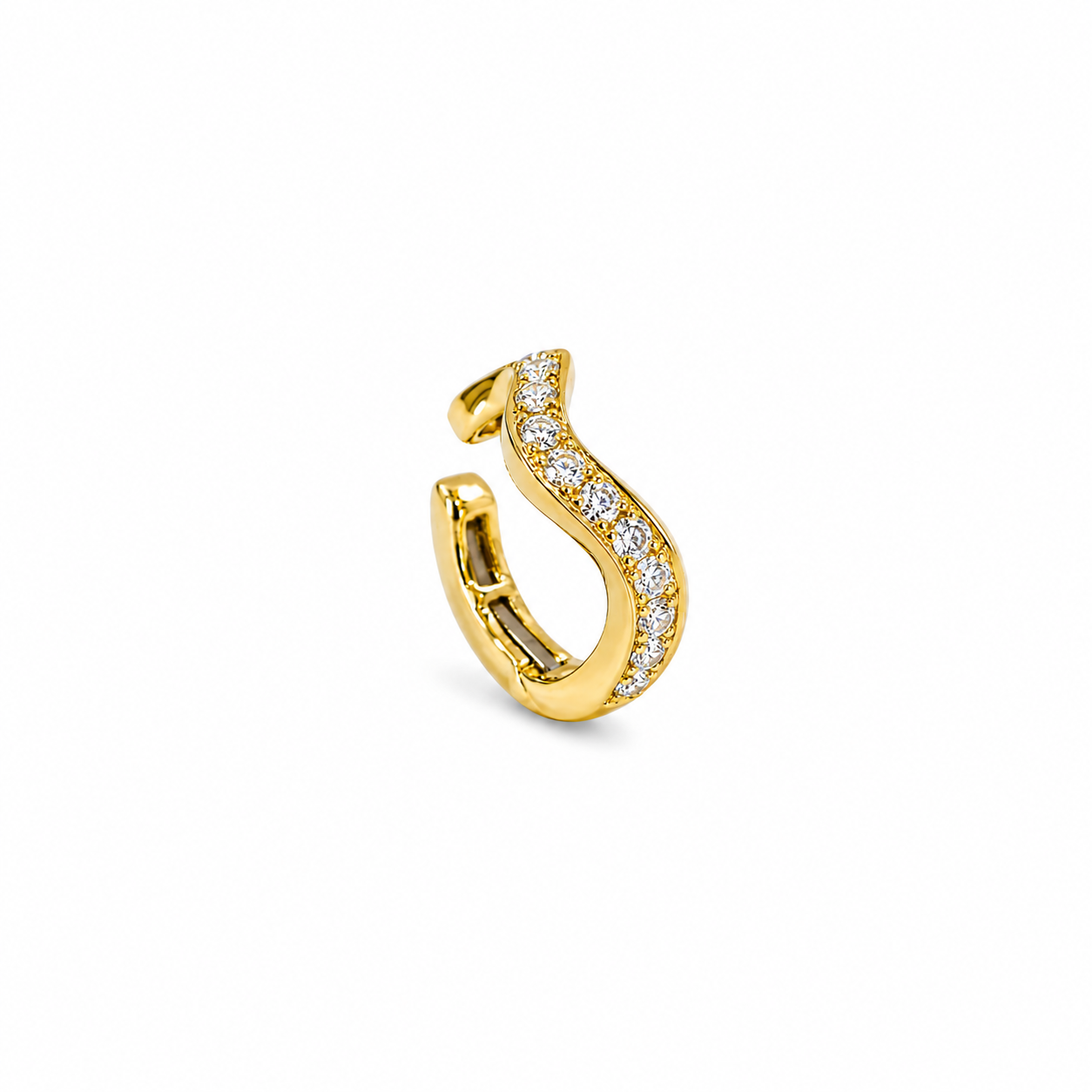 Gemstone 18K Ripple Ear Cuff