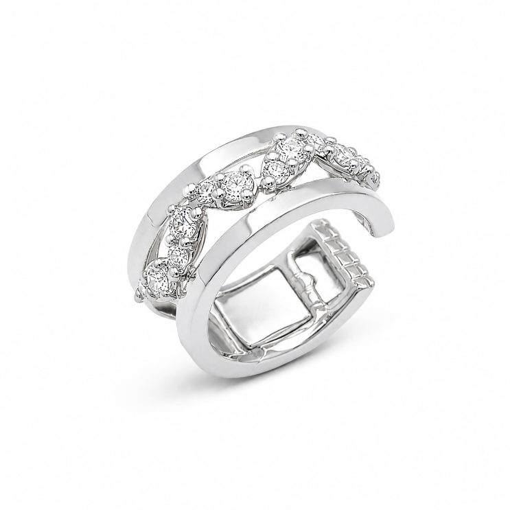 Diamond 18K Double Bar Ear Cuff