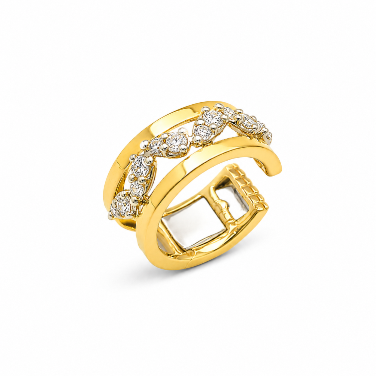 Diamond 18K Double Bar Ear Cuff