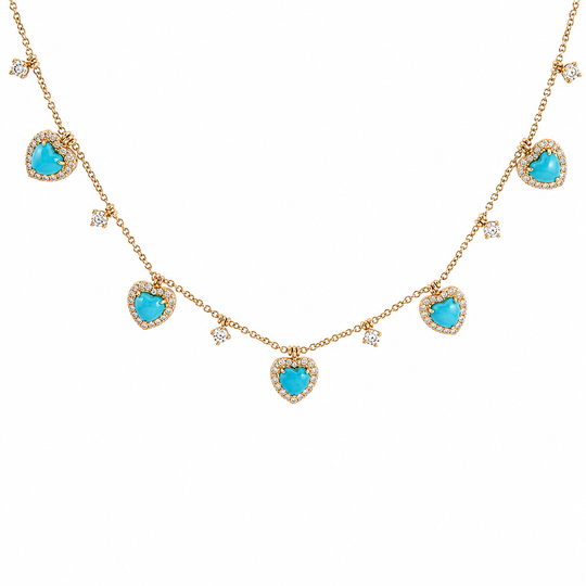 Turquoise Heart 18K Charm Necklace